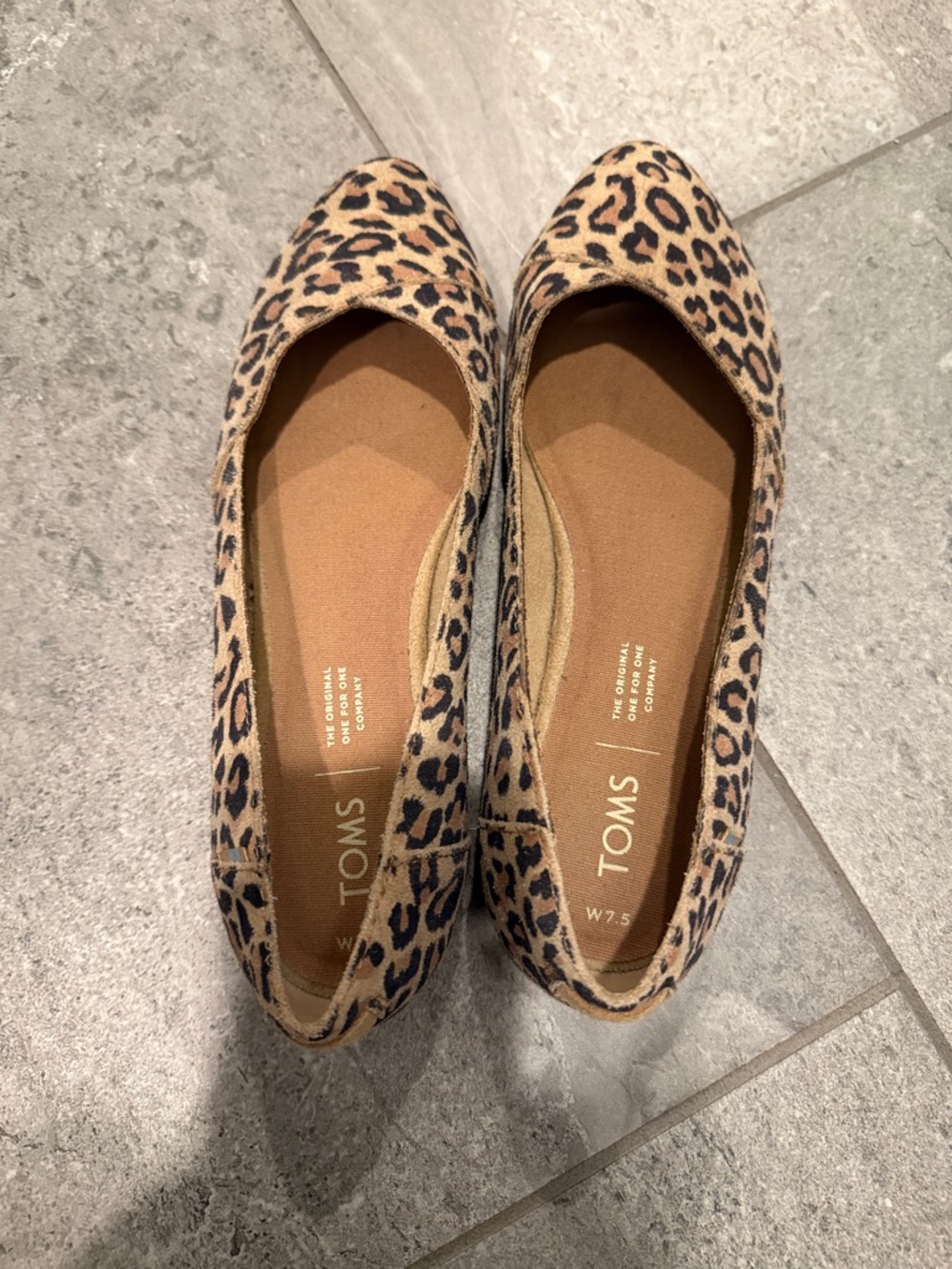Toms Leopard Print Slip-On Flats - Tan & Black